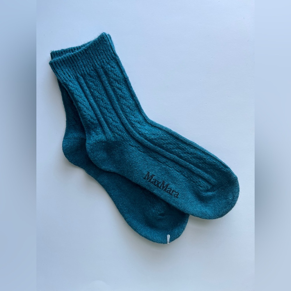 MaxMara Teal Ribbed Wool Socks - Picture 6 of 6